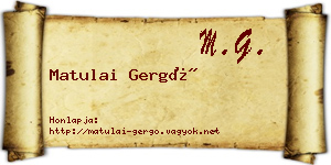 Matulai Gergő névjegykártya